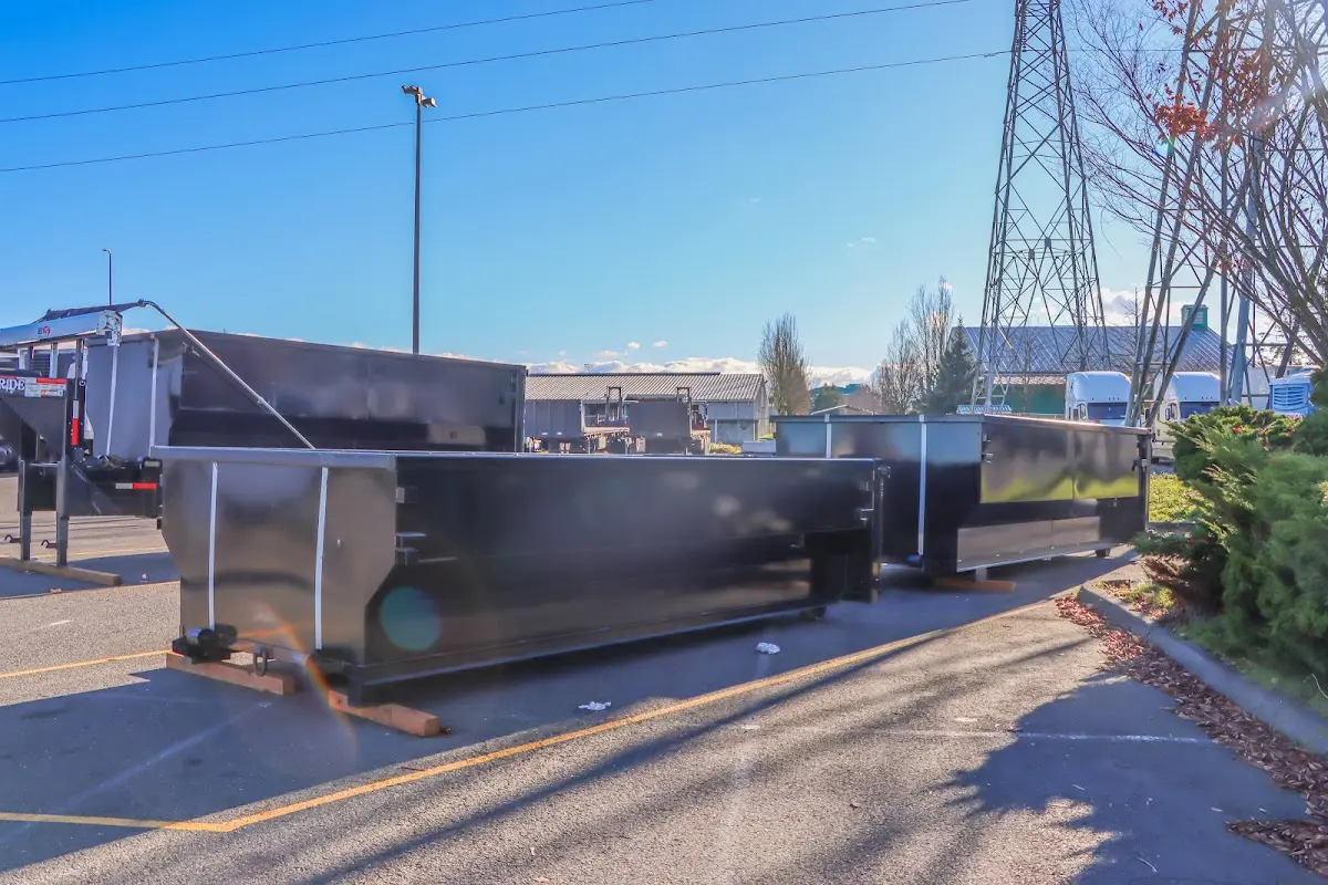 Roll-off dumpster ready for waste disposal at job site for Commercial Dumpster Rental in Arab